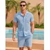 imageCOOFANDY Mens Short Sets 2 Piece Summer Beach Outfits Short Sleeve Shirts and Shorts Sets for MenBlue