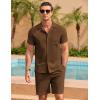 imageCOOFANDY Mens Short Sets 2 Piece Summer Beach Outfits Short Sleeve Shirts and Shorts Sets for MenBrown