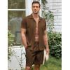 imageCOOFANDY Mens Short Sets 2 Piece Summer Beach Outfits Short Sleeve Shirts and Shorts Sets for MenBrown