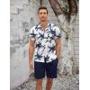 imageCOOFANDY Mens Short Sets 2 Piece Summer Beach Outfits Short Sleeve Shirts and Shorts Sets for MenCoconut Treewhite