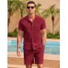 imageCOOFANDY Mens Short Sets 2 Piece Summer Beach Outfits Short Sleeve Shirts and Shorts Sets for MenCrimson