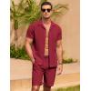 imageCOOFANDY Mens Short Sets 2 Piece Summer Beach Outfits Short Sleeve Shirts and Shorts Sets for MenCrimson