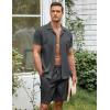 imageCOOFANDY Mens Short Sets 2 Piece Summer Beach Outfits Short Sleeve Shirts and Shorts Sets for MenDark Grey