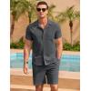 imageCOOFANDY Mens Short Sets 2 Piece Summer Beach Outfits Short Sleeve Shirts and Shorts Sets for MenDark Grey