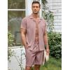 imageCOOFANDY Mens Short Sets 2 Piece Summer Beach Outfits Short Sleeve Shirts and Shorts Sets for MenDusty Rose