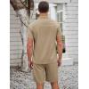 imageCOOFANDY Mens Short Sets 2 Piece Summer Beach Outfits Short Sleeve Shirts and Shorts Sets for MenKhaki