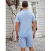 imageCOOFANDY Mens Short Sets 2 Piece Summer Beach Outfits Short Sleeve Shirts and Shorts Sets for MenLight Blue