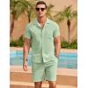 imageCOOFANDY Mens Short Sets 2 Piece Summer Beach Outfits Short Sleeve Shirts and Shorts Sets for MenLight Green