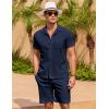 imageCOOFANDY Mens Short Sets 2 Piece Summer Beach Outfits Short Sleeve Shirts and Shorts Sets for MenNavy Blue