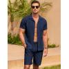 imageCOOFANDY Mens Short Sets 2 Piece Summer Beach Outfits Short Sleeve Shirts and Shorts Sets for MenNavy Blue