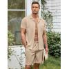 imageCOOFANDY Mens Short Sets 2 Piece Summer Beach Outfits Short Sleeve Shirts and Shorts Sets for MenShallow Coffee