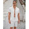 imageCOOFANDY Mens Short Sets 2 Piece Summer Beach Outfits Short Sleeve Shirts and Shorts Sets for MenWhite