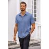 imageCOOFANDY Mens Short Sleeve Dress Shirts Wrinkle Free Regular Fit Dress Shirt Textured Casual Button Down ShirtsDenim Blue