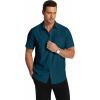 imageCOOFANDY Mens Short Sleeve Dress Shirts Wrinkle Free Regular Fit Dress Shirt Textured Casual Button Down ShirtsLake Blue