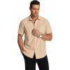 imageCOOFANDY Mens Short Sleeve Dress Shirts Wrinkle Free Regular Fit Dress Shirt Textured Casual Button Down ShirtsLight Khaki