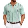 imageCOOFANDY Knit Shirts for Men Casual Short Sleeve Button Down Shirts Summer Beach Stretch Fit Collared ShirtsMint Green