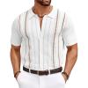imageCOOFANDY Knit Shirts for Men Casual Short Sleeve Button Down Shirts Summer Beach Stretch Fit Collared ShirtsWhite
