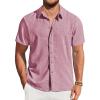 imageCOOFANDY Mens Casual Short Sleeve Shirts Button Down Summer Beach Shirt Lightweight Textured Tops with PocketPink
