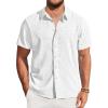 imageCOOFANDY Mens Casual Short Sleeve Shirts Button Down Summer Beach Shirt Lightweight Textured Tops with PocketWhite