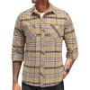 imageCOOFANDY Mens Flannel Plaid Shirts Long Sleeve Casual Button Down Shirt with PocketsKhaki