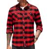 imageCOOFANDY Mens Flannel Plaid Shirts Long Sleeve Casual Button Down Shirt with PocketsRed