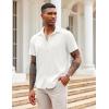imageCOOFANDY Button Down Shirt for Men Short Sleeve Casual Shirt Summer Beach Vacation Shirt with PocketAwhite