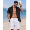 imageCOOFANDY Button Down Shirt for Men Short Sleeve Casual Shirt Summer Beach Vacation Shirt with PocketBblack