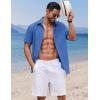 imageCOOFANDY Button Down Shirt for Men Short Sleeve Casual Shirt Summer Beach Vacation Shirt with PocketBlue