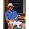 imageCOOFANDY Button Down Shirt for Men Short Sleeve Casual Shirt Summer Beach Vacation Shirt with PocketBlue