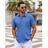 imageCOOFANDY Button Down Shirt for Men Short Sleeve Casual Shirt Summer Beach Vacation Shirt with PocketBlue
