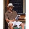 imageCOOFANDY Button Down Shirt for Men Short Sleeve Casual Shirt Summer Beach Vacation Shirt with PocketBrown