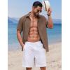 imageCOOFANDY Button Down Shirt for Men Short Sleeve Casual Shirt Summer Beach Vacation Shirt with PocketBrown