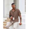imageCOOFANDY Button Down Shirt for Men Short Sleeve Casual Shirt Summer Beach Vacation Shirt with PocketBrown