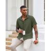 imageCOOFANDY Button Down Shirt for Men Short Sleeve Casual Shirt Summer Beach Vacation Shirt with PocketDark Army Green