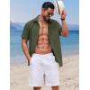 imageCOOFANDY Button Down Shirt for Men Short Sleeve Casual Shirt Summer Beach Vacation Shirt with PocketDark Army Green