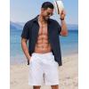 imageCOOFANDY Button Down Shirt for Men Short Sleeve Casual Shirt Summer Beach Vacation Shirt with PocketDark Blue