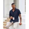 imageCOOFANDY Button Down Shirt for Men Short Sleeve Casual Shirt Summer Beach Vacation Shirt with PocketDark Blue