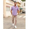 imageCOOFANDY Button Down Shirt for Men Short Sleeve Casual Shirt Summer Beach Vacation Shirt with PocketLavender