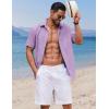 imageCOOFANDY Button Down Shirt for Men Short Sleeve Casual Shirt Summer Beach Vacation Shirt with PocketLavender