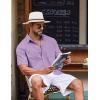 imageCOOFANDY Button Down Shirt for Men Short Sleeve Casual Shirt Summer Beach Vacation Shirt with PocketLavender