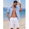 imageCOOFANDY Button Down Shirt for Men Short Sleeve Casual Shirt Summer Beach Vacation Shirt with PocketLight Blue