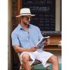 imageCOOFANDY Button Down Shirt for Men Short Sleeve Casual Shirt Summer Beach Vacation Shirt with PocketLight Blue