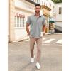 imageCOOFANDY Button Down Shirt for Men Short Sleeve Casual Shirt Summer Beach Vacation Shirt with PocketLight Grey