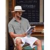 imageCOOFANDY Button Down Shirt for Men Short Sleeve Casual Shirt Summer Beach Vacation Shirt with PocketLight Grey