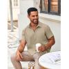 imageCOOFANDY Button Down Shirt for Men Short Sleeve Casual Shirt Summer Beach Vacation Shirt with PocketLight Khaki