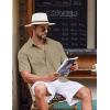 imageCOOFANDY Button Down Shirt for Men Short Sleeve Casual Shirt Summer Beach Vacation Shirt with PocketLight Khaki