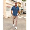 imageCOOFANDY Button Down Shirt for Men Short Sleeve Casual Shirt Summer Beach Vacation Shirt with PocketNavy Blue