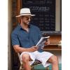 imageCOOFANDY Button Down Shirt for Men Short Sleeve Casual Shirt Summer Beach Vacation Shirt with PocketNavy Blue
