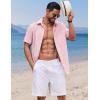 imageCOOFANDY Button Down Shirt for Men Short Sleeve Casual Shirt Summer Beach Vacation Shirt with PocketPink