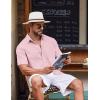 imageCOOFANDY Button Down Shirt for Men Short Sleeve Casual Shirt Summer Beach Vacation Shirt with PocketPink